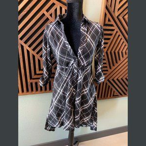 Love Notes Roll Up Sleeve Button Up Shirt Dress